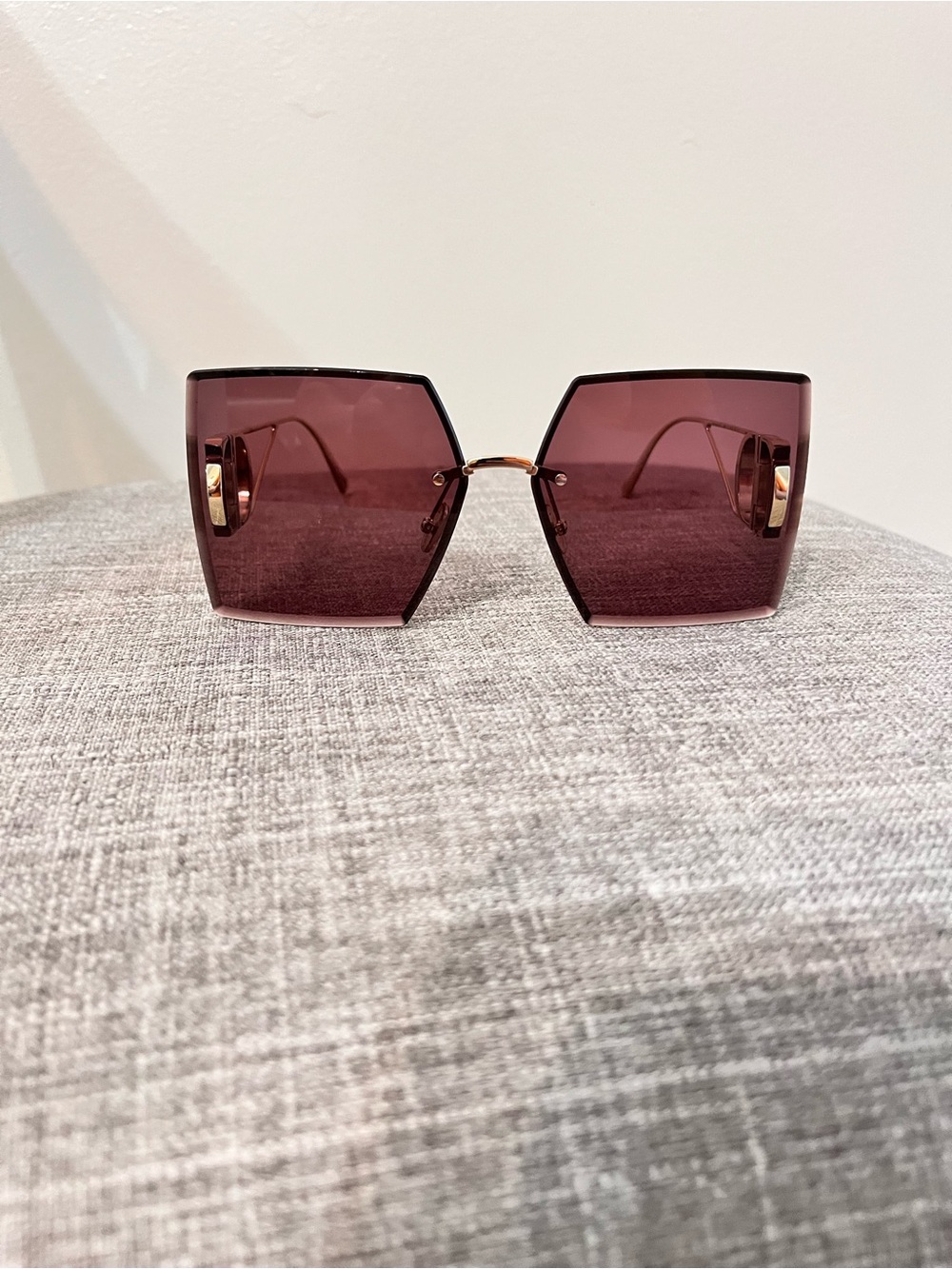 Dior Oversized Square Sunglasses in Plum with Gold Accents